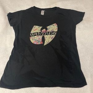 Custom Wu-Tang floral logo, black short sleeve T-shirt size M